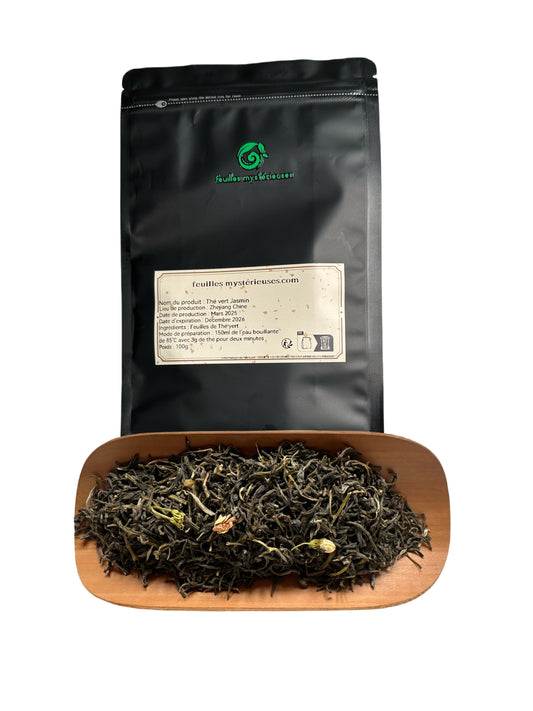 Jasmine Green Tea, Thé vert aux fleurs de jasmin , feuilles de thé séchés originales naturelles aux fleurs de jasmin de 100g